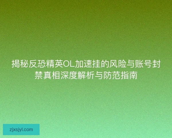 揭秘反恐精英OL加速挂的风险与账号封禁真相深度解析与防范指南